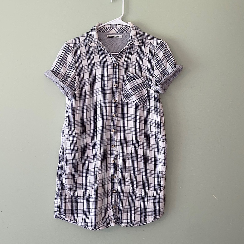Abercrombie & Fitch grey & white collared dress